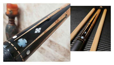 Boriz Billiards Black Leather Grip Pool Cue Stick rare top shelf ZDE inlaid XK14