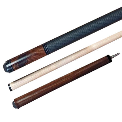 Boriz Billiards Glossy Brown Black Leather Grip Pool Cue Stick Inlays with Extension 043